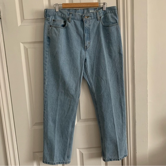 Vintage 100% Cotton Light Wash Straight Leg Denim Jeans 36x30 - Picture 7 of 13